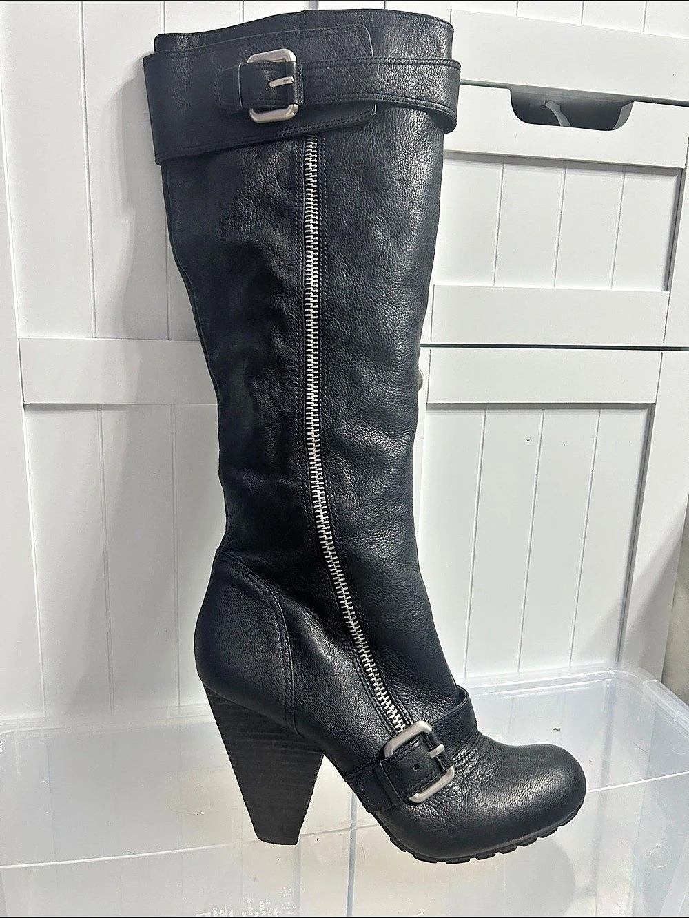 Vince Camuto Black Fivvy Motorcycle Boots US 10